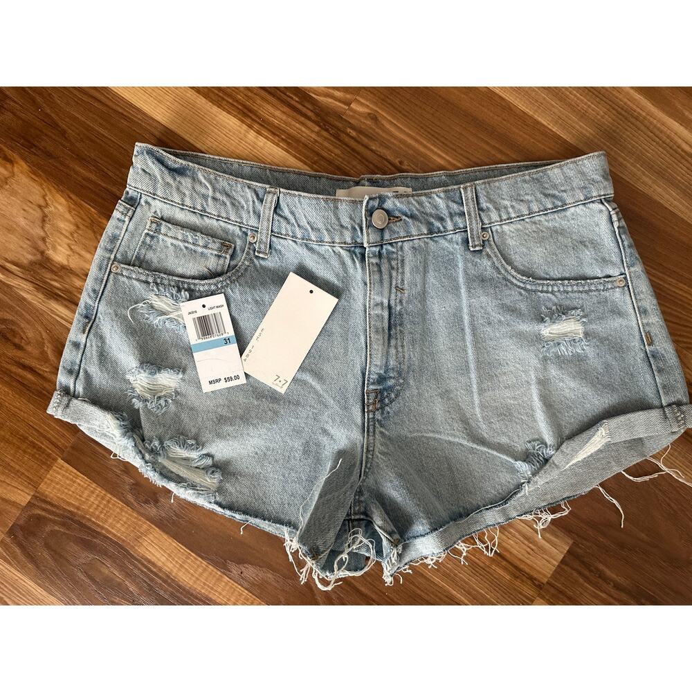 Seven7 Blue Denim Jean Ripped Concert Shorts NWT